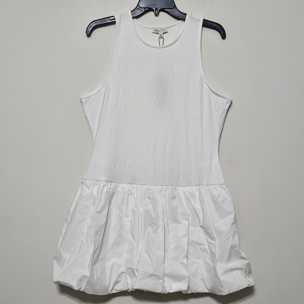 Gianni Bini Women Dress XL White Mini Sleeveless Crew Neck Bubble Hem New 492226